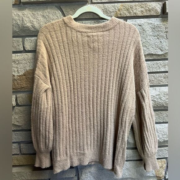 Aerie Buttercream Crew Oversized Slouchy Sweater Small Cappucino Tan cozy soft - Picture 3 of 8